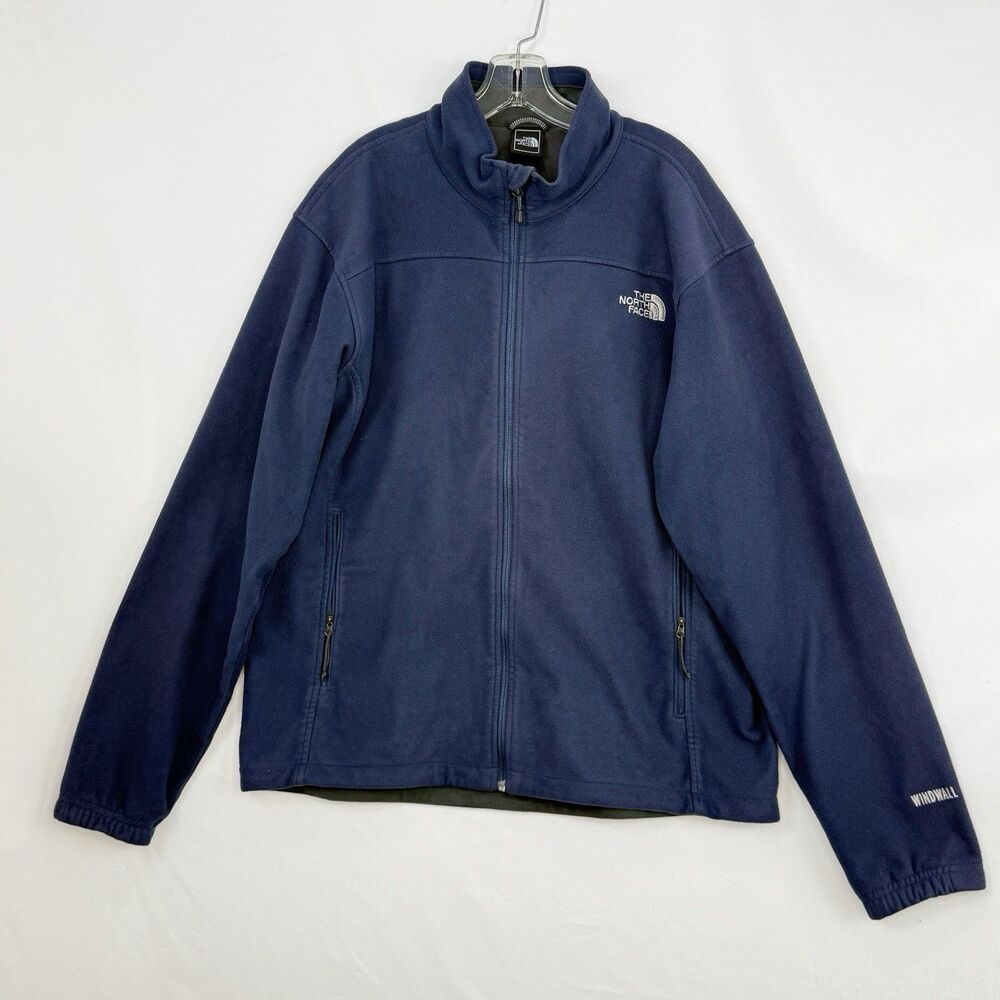 The North Face WindWall Fleece Jacket Navy Blue Full Zip Outdoor Size Large